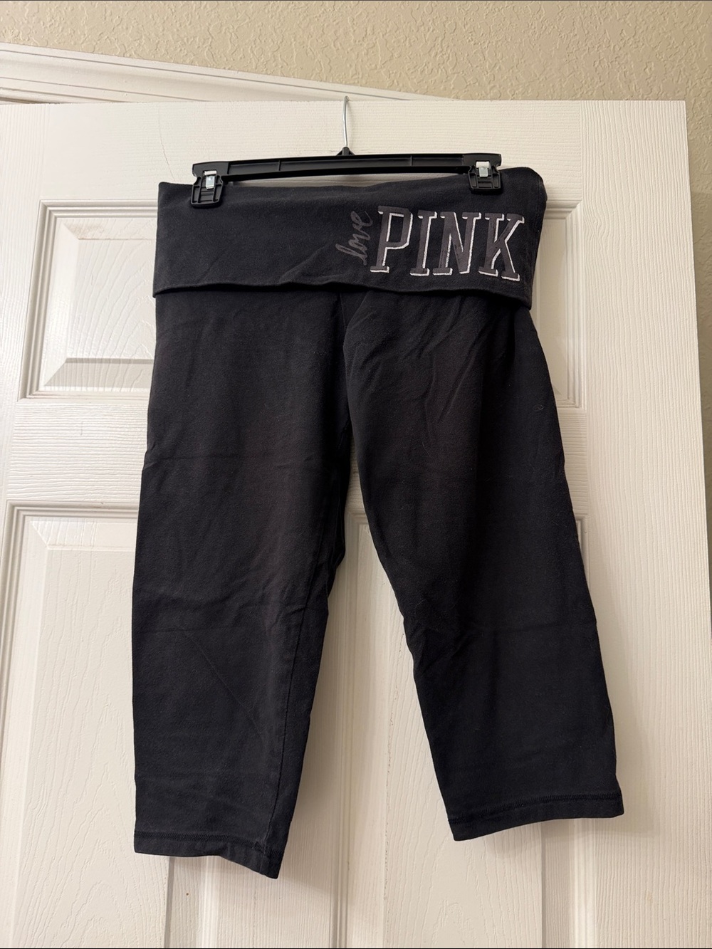 PINK Victoria's Secret Black Fold-Over Waist Yoga Leggings